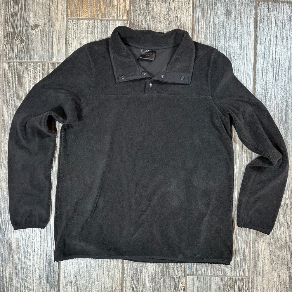 32 Degrees Men's Black Fleece Snap Neck Pullover Long Sleeve Shirt Size S